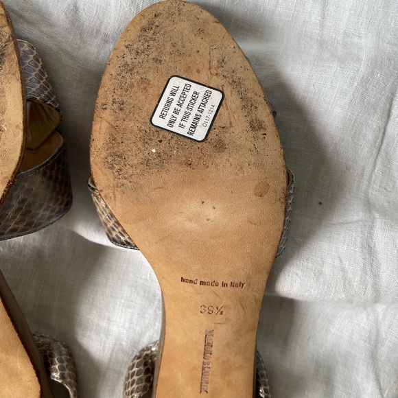 Manolo Blahnik Leather Slingback Sandals - Picture 10 of 11